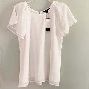 Banana Republic Factory White Flutter Sleeve Top